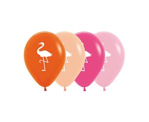 Flamingo Fashion 30cm Latex Balloons White Ink 50pk