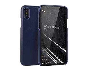 For iPhone XS MAX CoverModern Genuine Leather Back Shell Phone CaseBlue