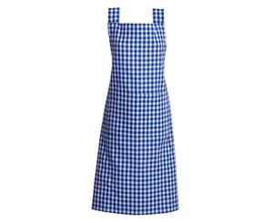 French Country Styled Gingham Check Kitchen Apron BLUE Full Adult Size New