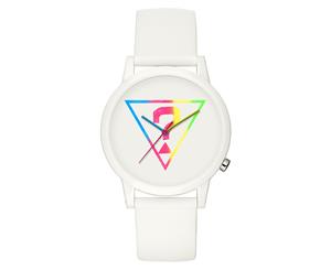 GUESS 42mm Logo Analogue Silicone Watch - White