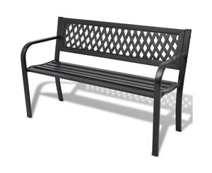 Garden Bench 118cm Steel Black Park Chair Seat Vintage Relaxation