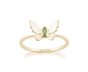 Gemondo 9ct Yellow Gold 0.07ct Peridot Butterfly Ring