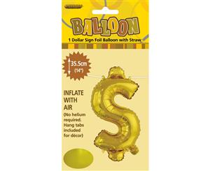 Gold $ Alphabet Foil Balloon 35cm