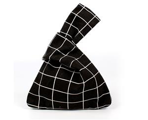 Grid Knot Wrist Bag Shopping Bag - Black