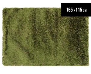 Hand Knotted New Zealand Wool 165x115cm Shag Rug - Green