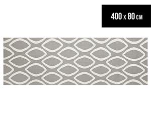 Hannah Pure Wool Flatweave 400x80cm Large Runner - Grey