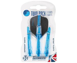 Harrows Twin Pack Dart Flight/Shafts Aqua