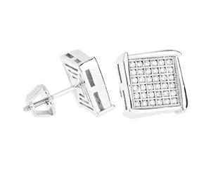Iced Out Bling Micro Pave Earrings - NOOK 10mm - Silver