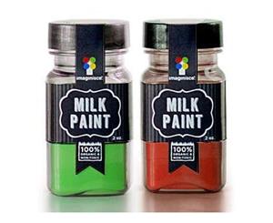 Imaginisce Milk Paint 1.1Oz Bottles 2 Pack Red & Green