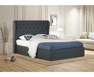 Istyle Wimbledon Queen Gas Lift Ottoman Storage Bed Frame Fabric Charcoal