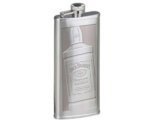 Jack Daniels Etched Bottle Silver Flask