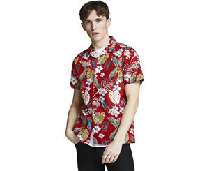 Jack & Jones Men's Cole Short Sleeve Shirt Fiery Red