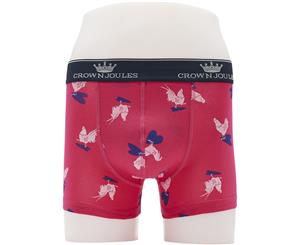 Joules Mens Crown Joules Super Soft Cotton Boxer Shorts - Pink Hearty Cockerel