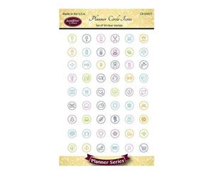 Justrite Papercraft Clear Stamps 4In. X6in. Planner Circle Icons