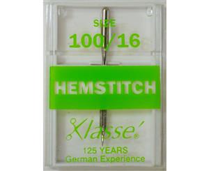 Klasse Sewing Machine Needles HEMSTITCH Size 100 / 16 Pack of 1 Needle (AKA WING NEEDLE)