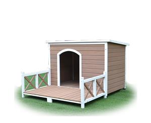 Large Wooden Pet Dog Kennel Timber House Wood Log Cabin Outdoor Decking