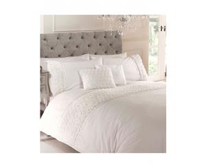 Limoges Rose Ruffle Cream Double Duvet Cover and Pillowcase Set