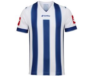 Lotto Mens Striped Vertigo Evo Short Sleeve Football Shirt (White/ Royal) - RW4270