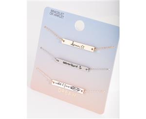 Lovisa Mixed Metal Affirmation Bracelet Anklet 3 Pack