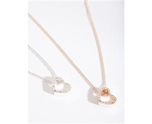 Lovisa Mixed Metal Diamante Heart Necklace 2 Pack