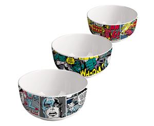 Marvel Comics Retro Bone China Dining Cereal Bowls Iron Man Hulk & Captain America Designs Set of 3