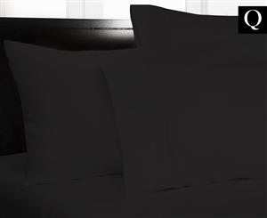 Microfibre Plain Dyed Queen Sheet Set - Black