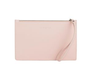 Mocha Large Jane Leather Clutch - Blush