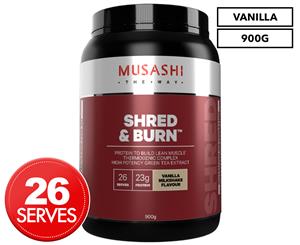 Musashi Shred & Burn Protein Powder Vanilla Milkshake 900g