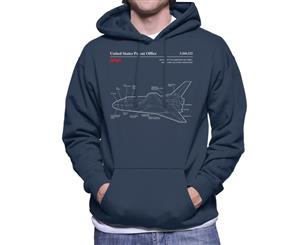 NASA Space Shuttle Orbiter Blueprint Men's Hooded Sweatshirt - Navy Blue