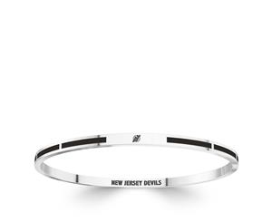 New Jersey Devils Bangle Bracelet For Women In Sterling Silver Design by BIXLER - Sterling Silver