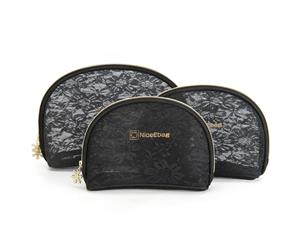 NiceEbag Set of 3 Mesh Cosmetic Bags-Black