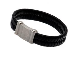 Nottingham Forest Fc Single Plait Leather Bracelet (Black) - TA4093