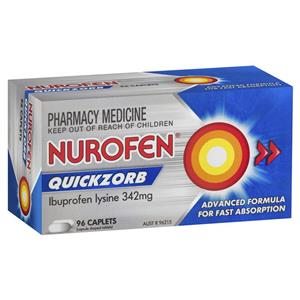 Nurofen Quickzorb Pain Relief Tablets 96 pack Ibuprofen Lysine 342mg