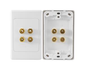 PRO1032 Pro2 4 Terminal Speaker Wall Plate 4X Banana Sockets Standard Clipsal-Style Wall Plate 4 TERMINAL SPEAKER WALL PLATE