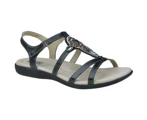 Planet Shoes Womens Comfort Powder Casual Sandal in Black Leather