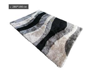 Plush Hand Tufted Shag Shaggy Soft Floor Rug - Black White Grey 190x280