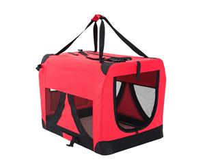 Portable Soft Dog Cage Crate Carrier L RED