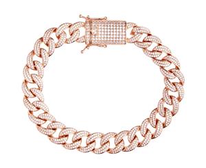 Premium Bling 925 Sterling Silver Bracelet - MIAMI CURB 12mm - Rose Gold