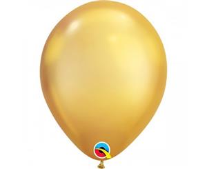 Qualatex 7 Inch 100 Round Plain Latex Balloons (Gold) - SG17544