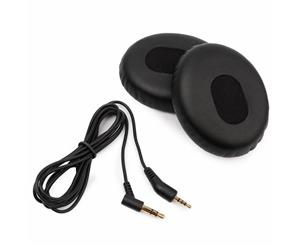 REYTID Replacement Cable & Ear Pad Cushion Kit Compatible with Bose QC3QuietComfort 3 Headphones - Black - Black