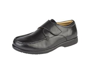 Roamers Mens Leather Xxx Extra Wide Touch Fastening Casual Shoe (Black) - DF1633