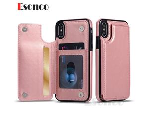 Rose Gold For Apple iPhone XR --Luxury Card Holder Back Leather Wallet Case Cover