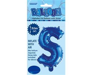 Royal Blue S Alphabet Foil Balloon 35cm