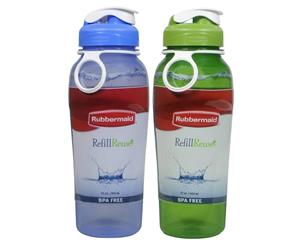 Rubbermaid 946mL Hydration Bottle 2-Pack - Blue/Green