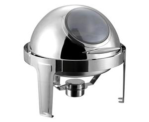 SOGA 6L Round Chafing Stainless Steel Food Warmer with Glass Roll Top