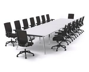 San Fran - Executive Boardroom Table Rectangle Chrome Legs [4800L x 1200W] - White