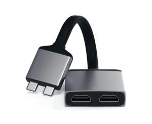 Satechi Aluminium Type-C Dual 4K HDMI Adapter w/ 60W PD - Space Grey