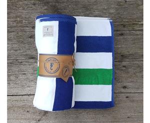 Shipstern Bluff - Blue White & Green Nautical Striped Towel