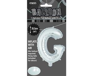 Silver G Alphabet Foil Balloon 35cm