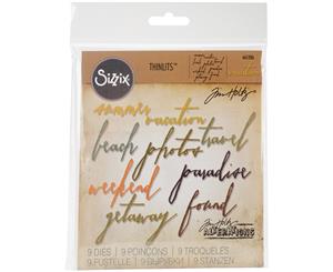 Sizzix Thinlits Dies 9/Pkg By Tim Holtz-Vacation Words Handwritten